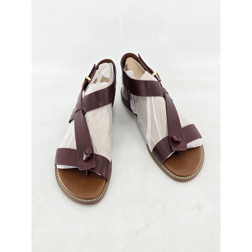Franco Sarto Glenni Sandals Womens 8M Burgundy Leather Strappy Flat - NEW